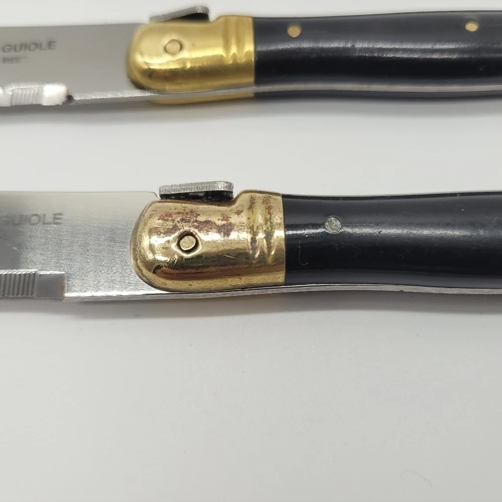 La Guiole Sabatier The Bee Black GOLD Serrated Steak Knives Set Of 5 - Vintage‌